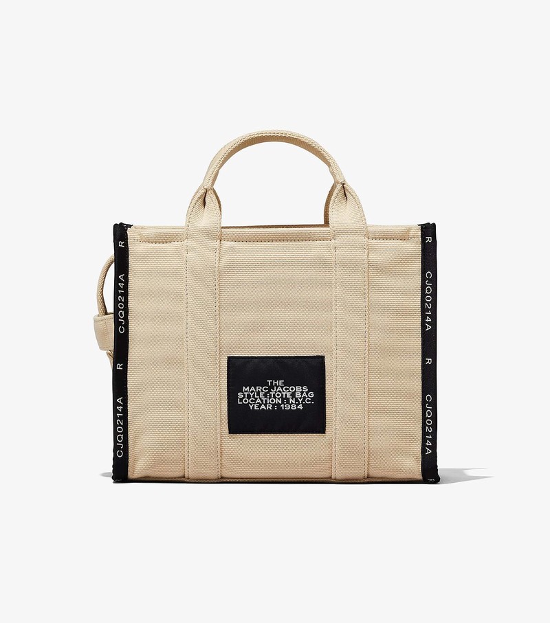 Women's Marc Jacobs Jacquard Medium Tote Bags Beige | OKARQ-6470