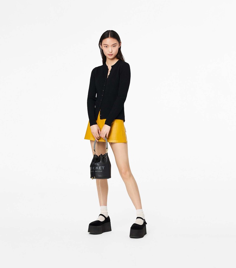 Women's Marc Jacobs Leather Bucket Bags Black | BOJWT-9531