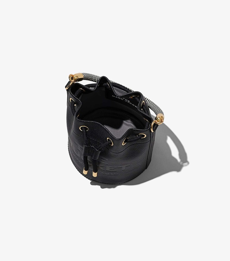 Women's Marc Jacobs Leather Bucket Bags Black | BOJWT-9531