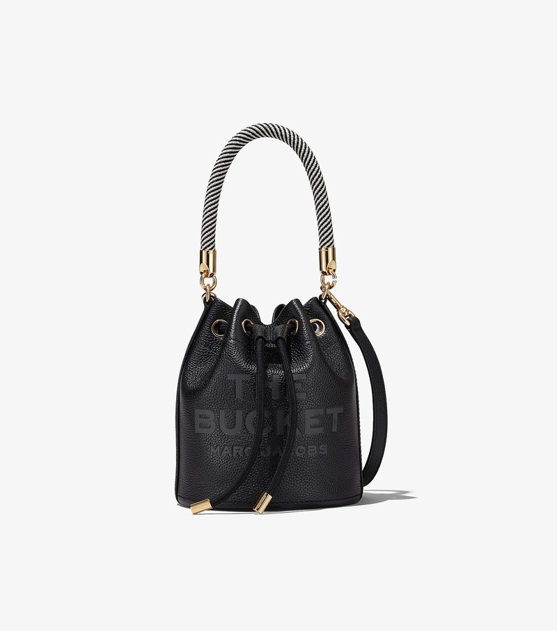 Women\'s Marc Jacobs Leather Bucket Bags Black | BOJWT-9531