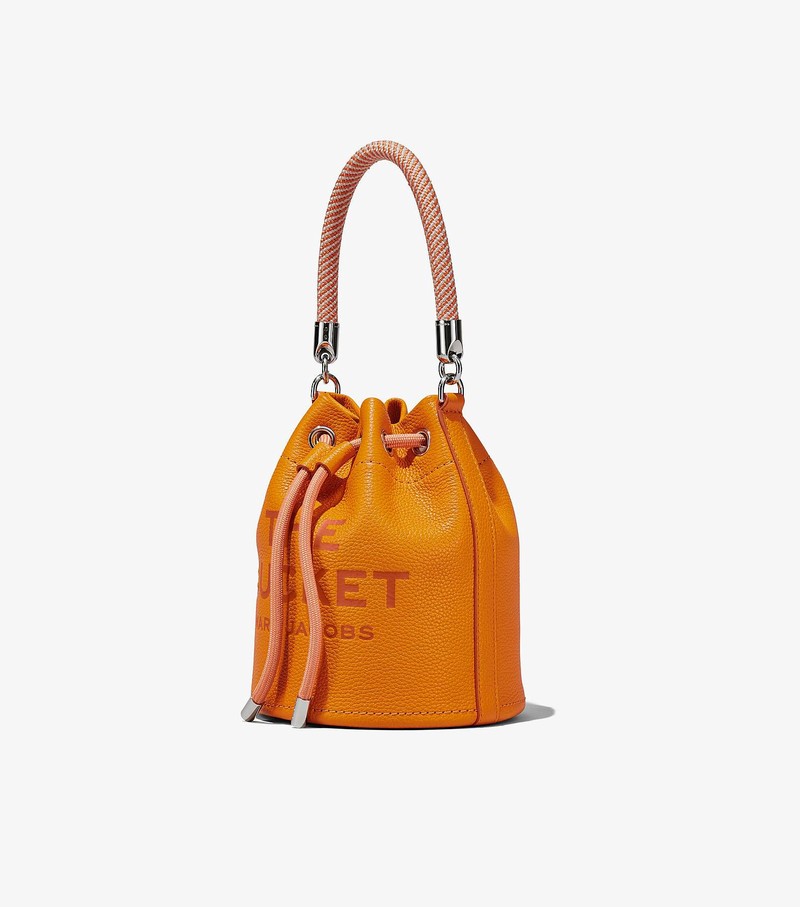 Women's Marc Jacobs Leather Bucket Bags Orange | ENMKD-2798