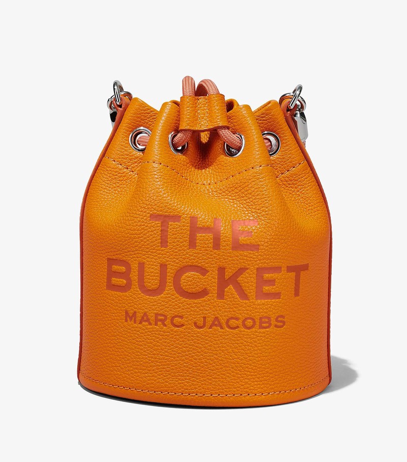 Women's Marc Jacobs Leather Bucket Bags Orange | ENMKD-2798