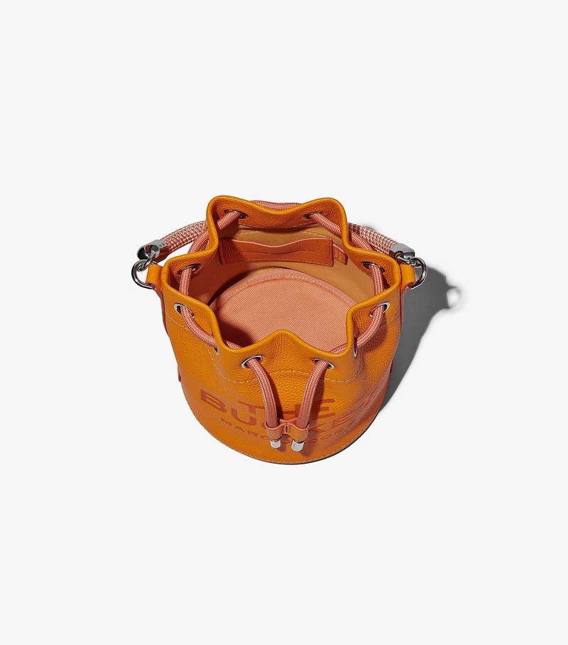 Women's Marc Jacobs Leather Bucket Bags Orange | ENMKD-2798