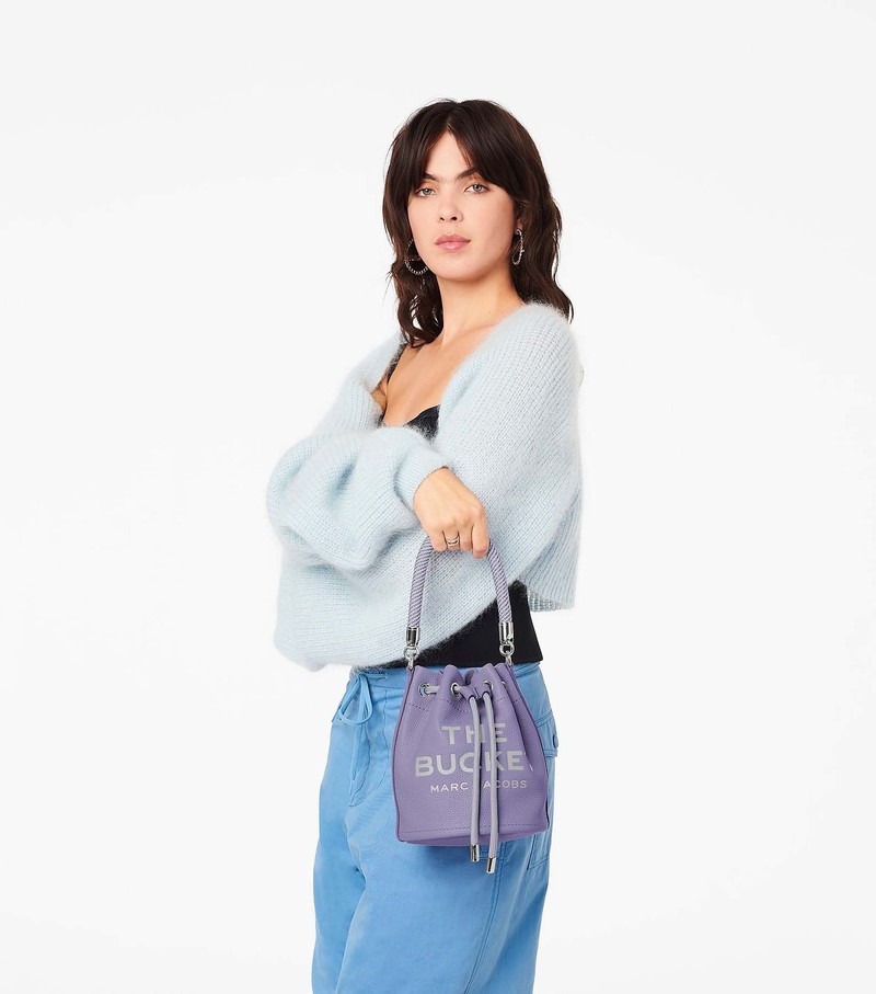 Women's Marc Jacobs Leather Bucket Bags Purple | ENUVW-8630