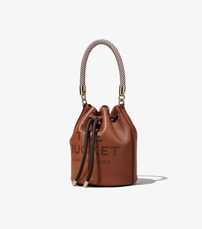 Women's Marc Jacobs Leather Bucket Bags Brown | LRAIH-3046