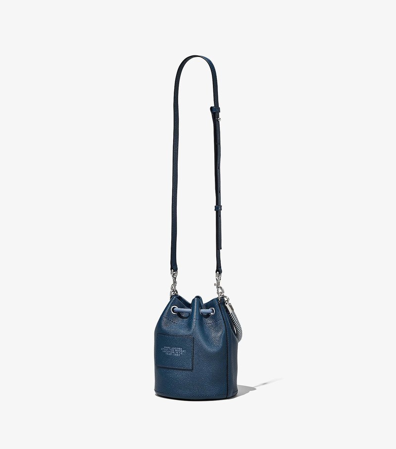 Women's Marc Jacobs Leather Bucket Bags Navy | RFWVX-5324