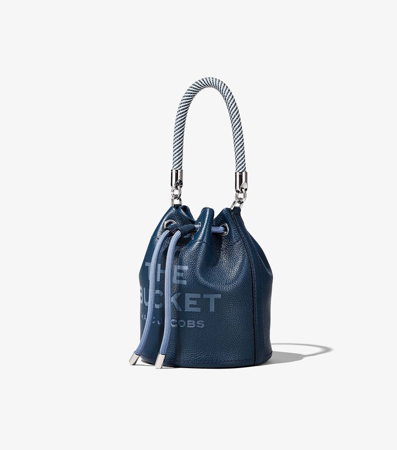 Women's Marc Jacobs Leather Bucket Bags Navy | RFWVX-5324