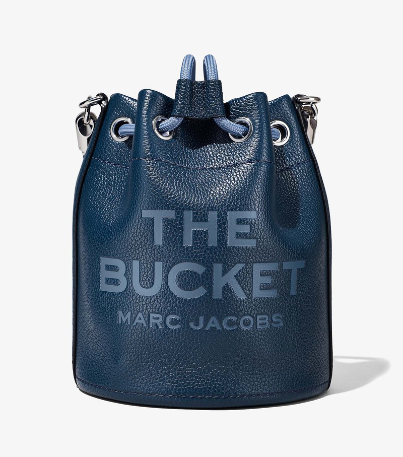 Women's Marc Jacobs Leather Bucket Bags Navy | RFWVX-5324