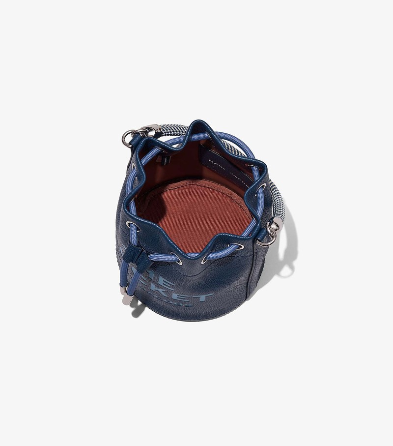 Women's Marc Jacobs Leather Bucket Bags Navy | RFWVX-5324