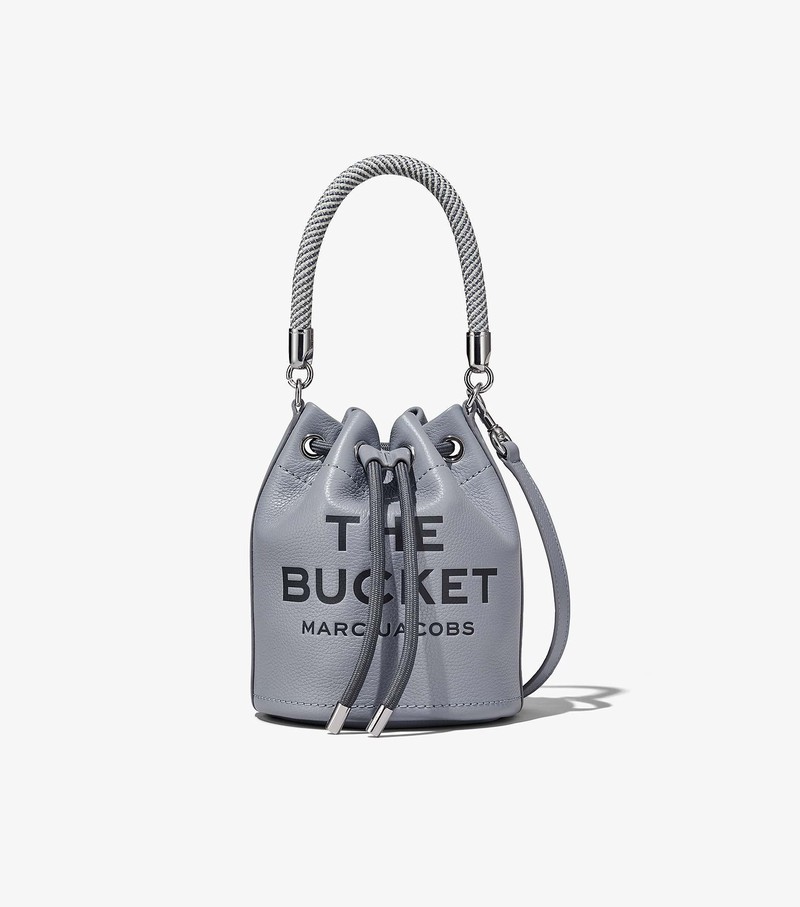 Women\'s Marc Jacobs Leather Bucket Bags Grey | RKBFQ-3081