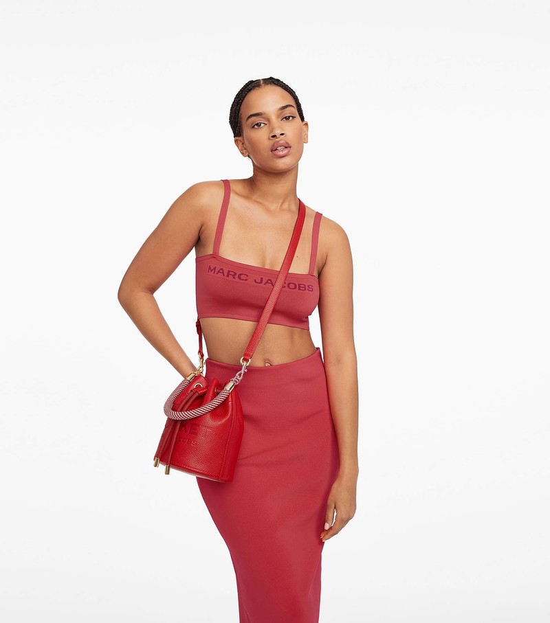 Women's Marc Jacobs Leather Bucket Bags Red | WNKQO-6907