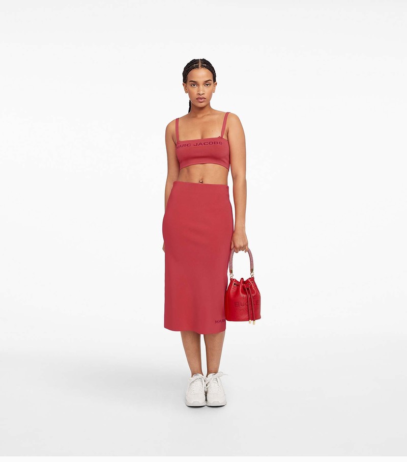 Women's Marc Jacobs Leather Bucket Bags Red | WNKQO-6907