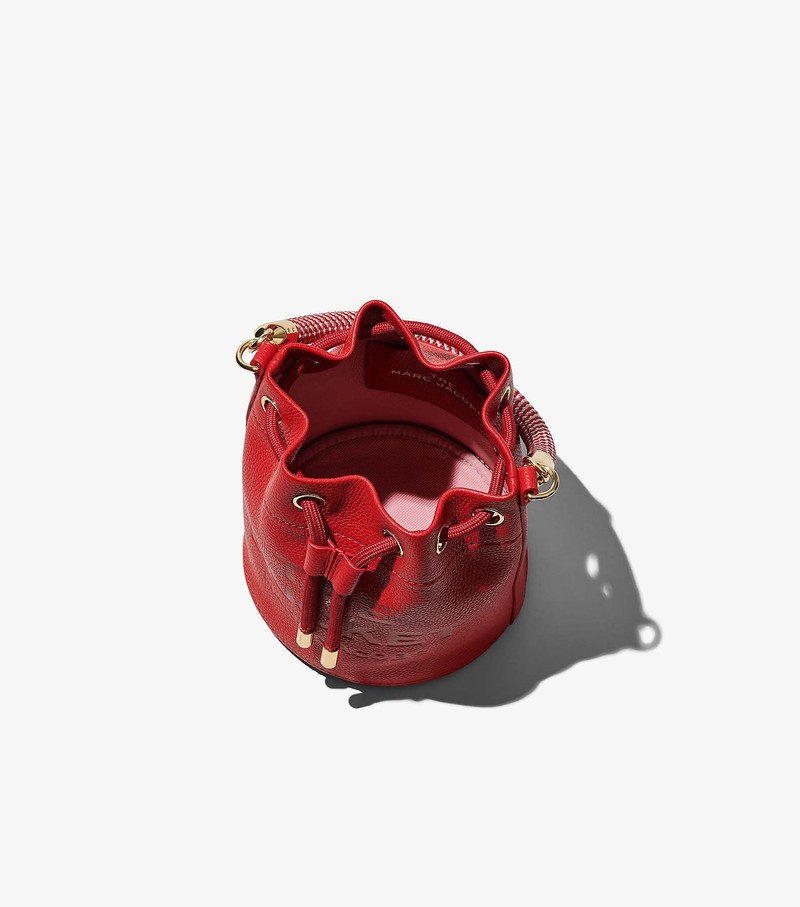 Women's Marc Jacobs Leather Bucket Bags Red | WNKQO-6907