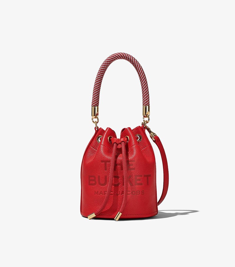 Women\'s Marc Jacobs Leather Bucket Bags Red | WNKQO-6907