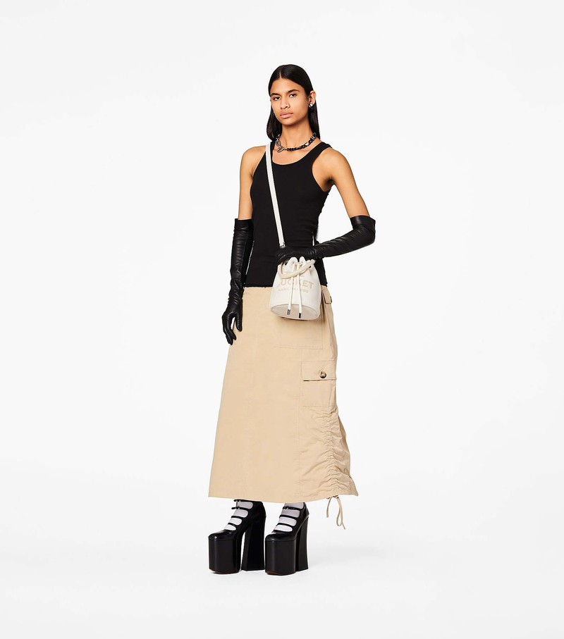 Women's Marc Jacobs Leather Bucket Bags White | ZSQPV-1932