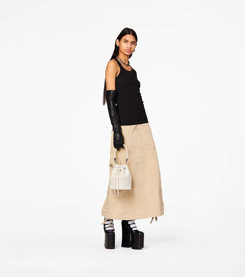 Women's Marc Jacobs Leather Bucket Bags White | ZSQPV-1932