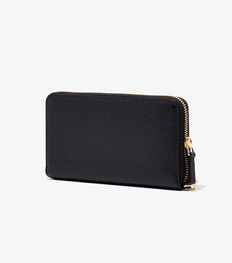 Women's Marc Jacobs Leather Continental Large Wallets Black | AEXDS-0725