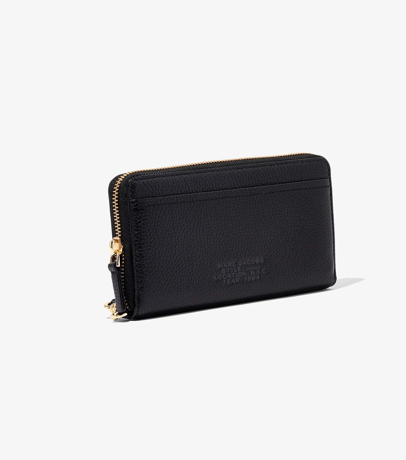 Women's Marc Jacobs Leather Continental Large Wallets Black | AEXDS-0725