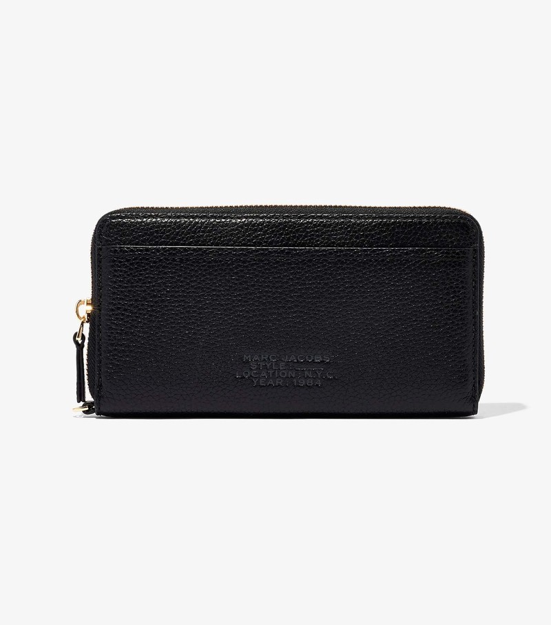 Women's Marc Jacobs Leather Continental Large Wallets Black | AEXDS-0725