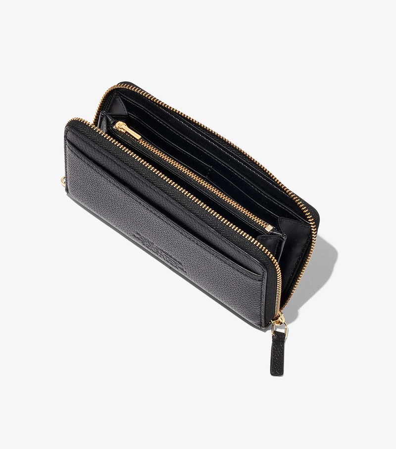 Women's Marc Jacobs Leather Continental Large Wallets Black | AEXDS-0725