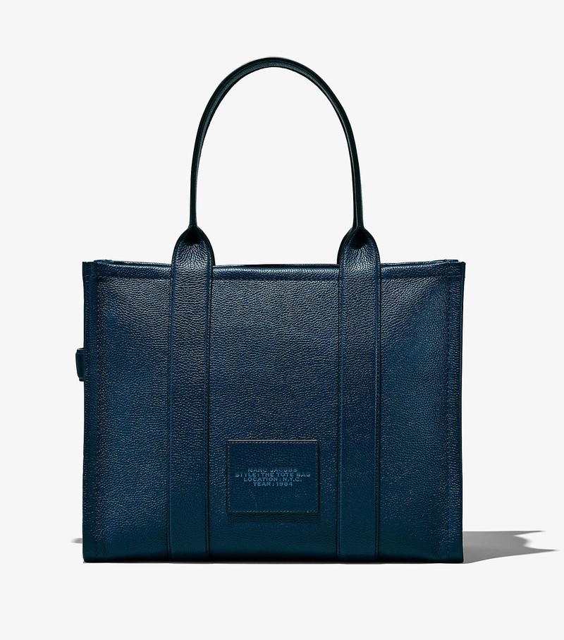 Women's Marc Jacobs Leather Large Tote Bags Navy | SKRVB-1382