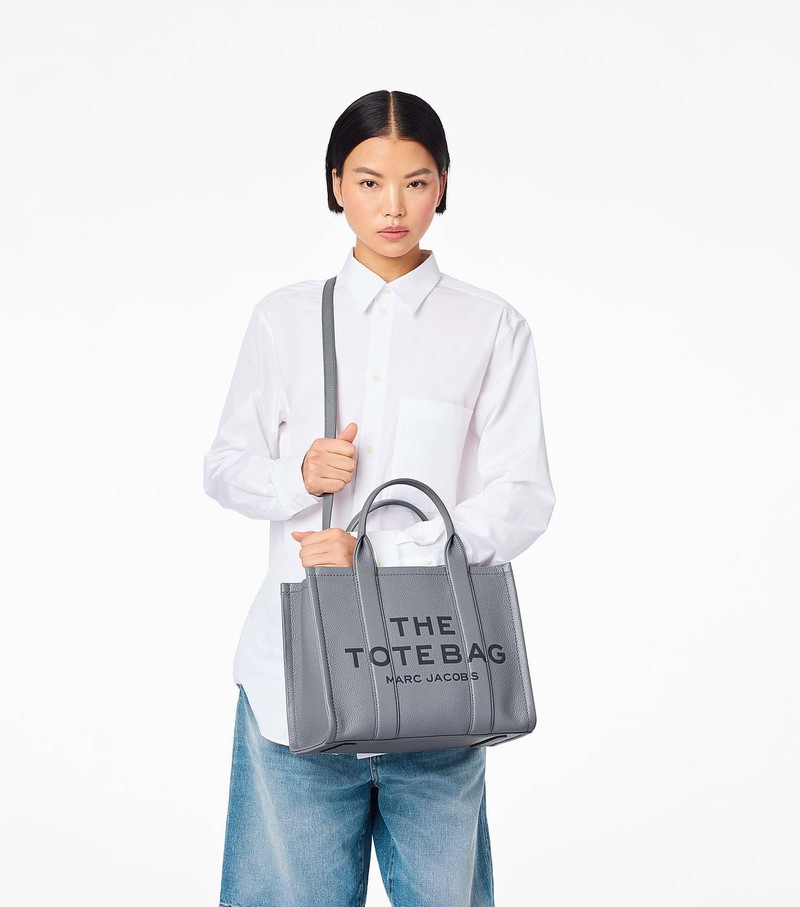 Women's Marc Jacobs Leather Medium Tote Bags Grey | CIHZN-0591