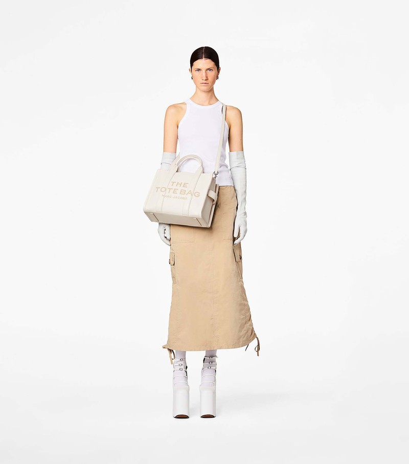 Women's Marc Jacobs Leather Medium Tote Bags White | DVAMS-1679