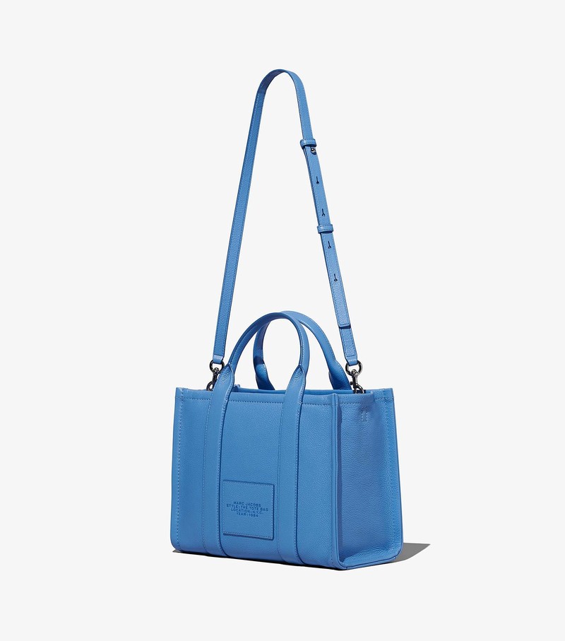 Women's Marc Jacobs Leather Medium Tote Bags Blue | FWSOI-6475