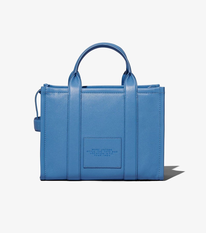 Women's Marc Jacobs Leather Medium Tote Bags Blue | FWSOI-6475