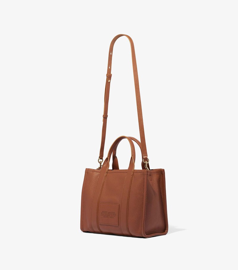 Women's Marc Jacobs Leather Medium Tote Bags Brown | HZPJY-9587