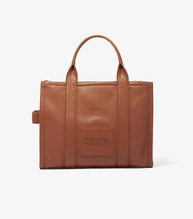 Women's Marc Jacobs Leather Medium Tote Bags Brown | HZPJY-9587