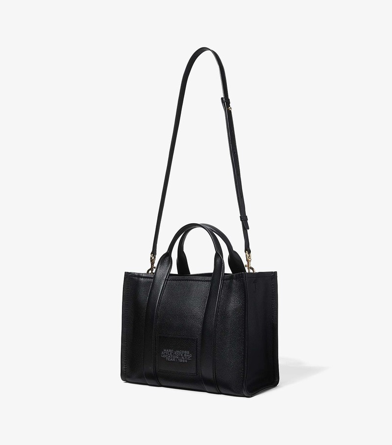 Women's Marc Jacobs Leather Medium Tote Bags Black | ICPXZ-2394