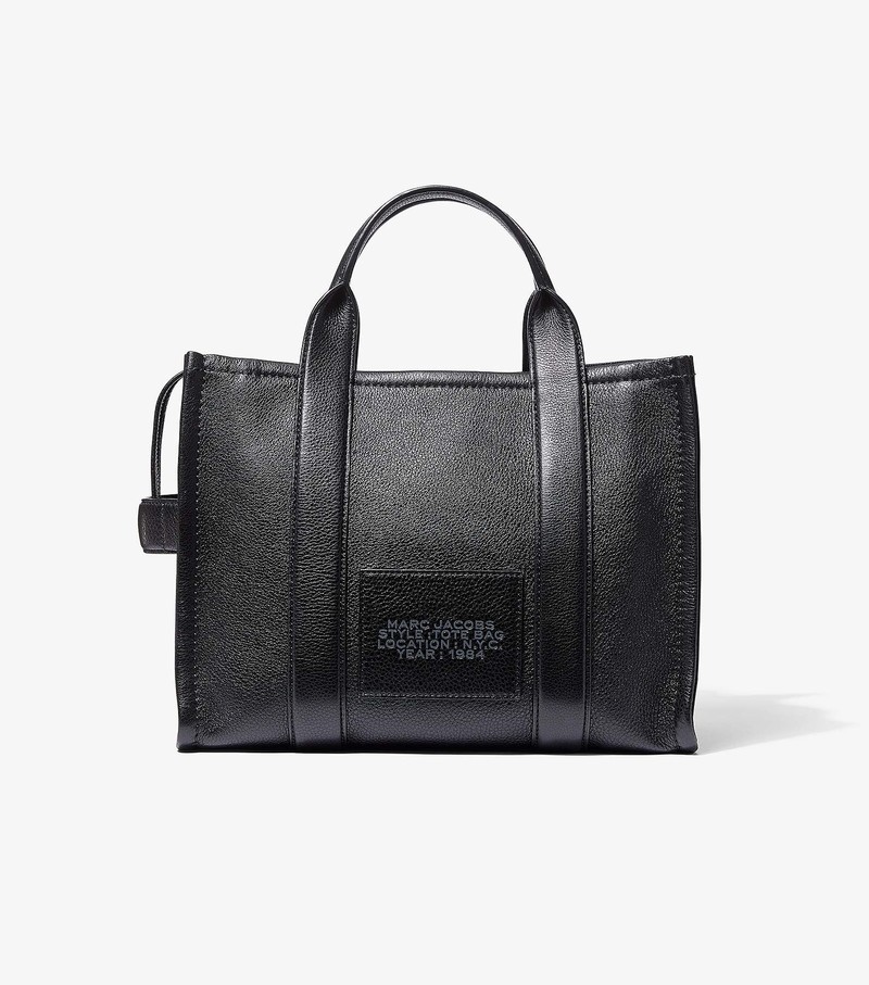 Women's Marc Jacobs Leather Medium Tote Bags Black | ICPXZ-2394