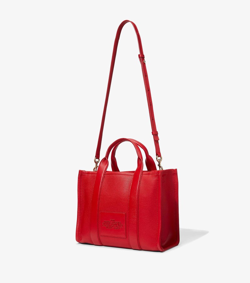 Women's Marc Jacobs Leather Medium Tote Bags Red | RGUPY-2408