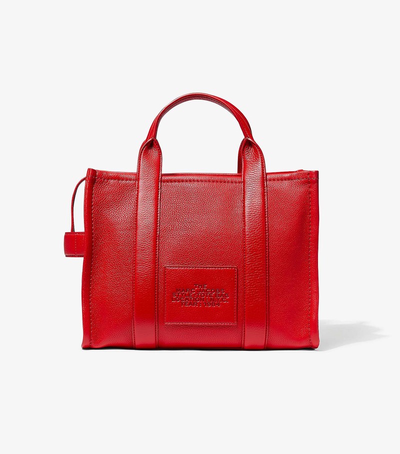 Women's Marc Jacobs Leather Medium Tote Bags Red | RGUPY-2408