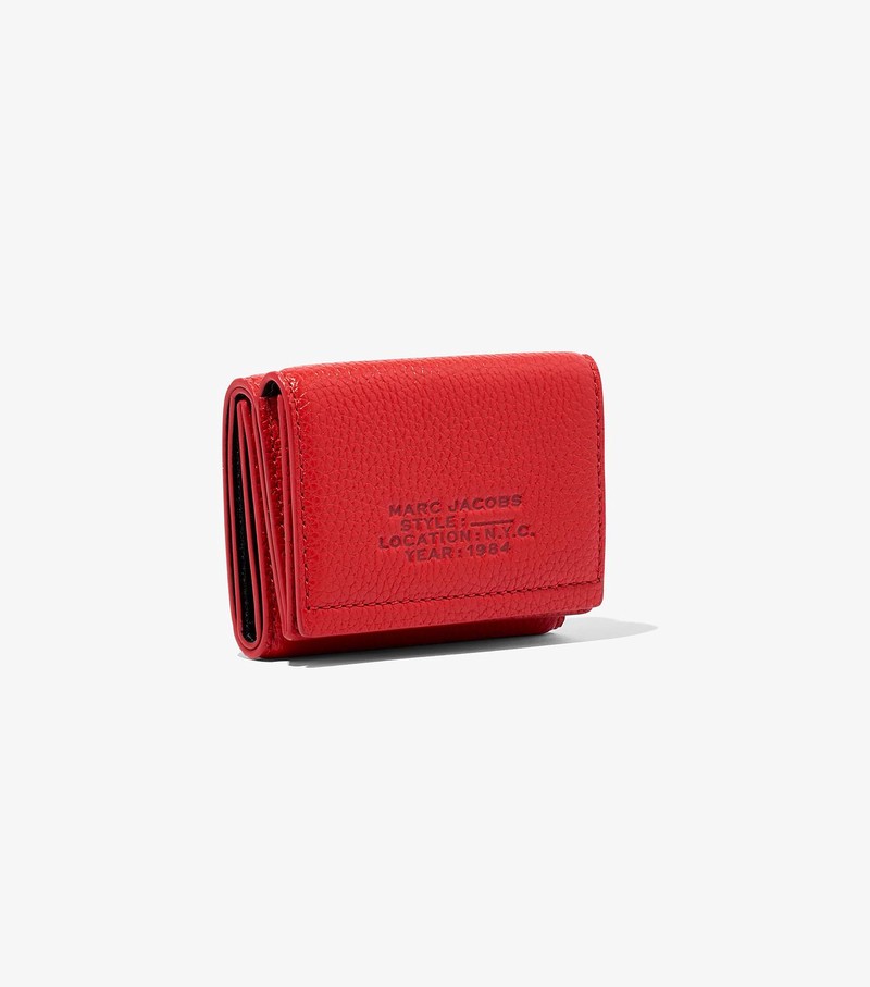 Women's Marc Jacobs Leather Medium Trifold Large Wallets Red | KDOMZ-2649