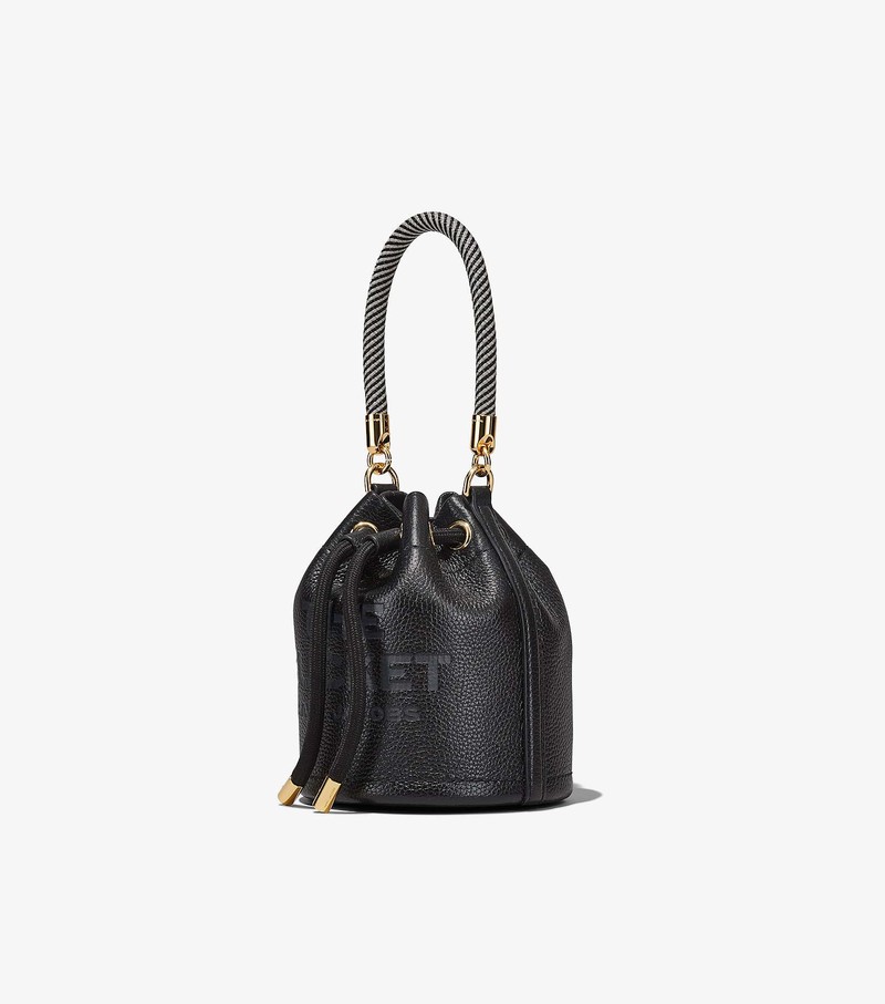 Women's Marc Jacobs Leather Micro Bucket Bags Black | FQWZC-6825