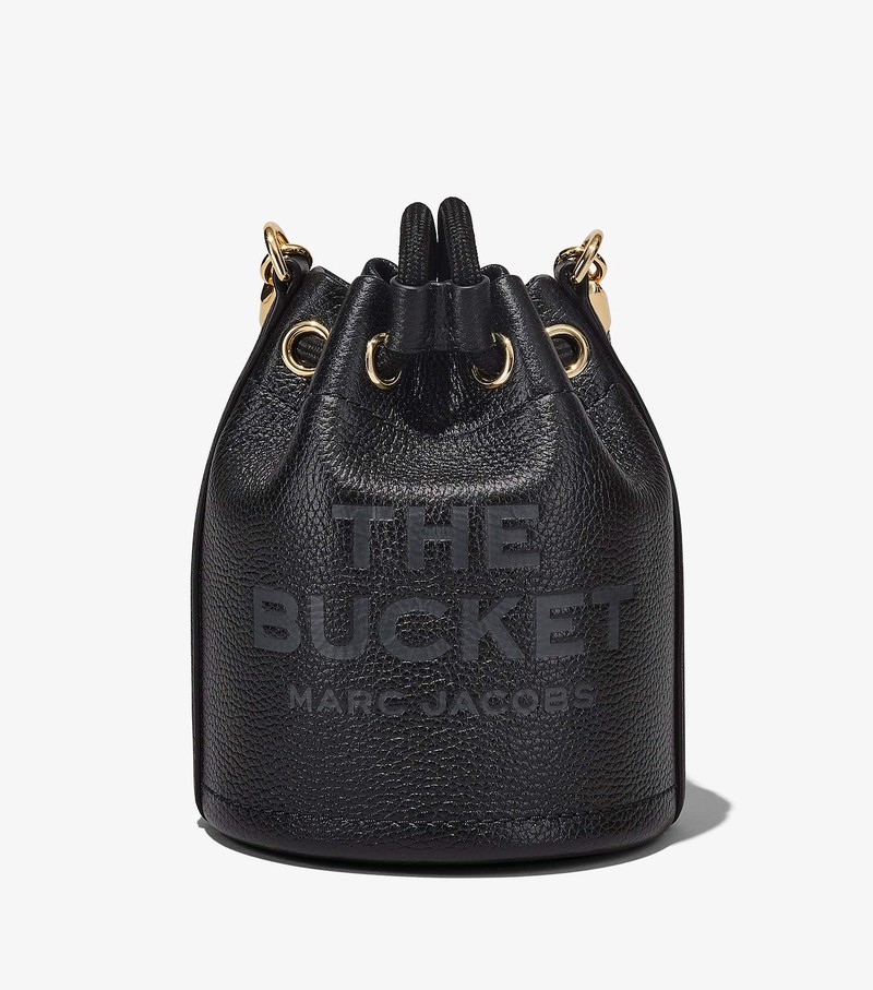 Women's Marc Jacobs Leather Micro Bucket Bags Black | FQWZC-6825