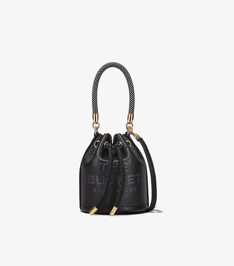 Women\'s Marc Jacobs Leather Micro Bucket Bags Black | FQWZC-6825