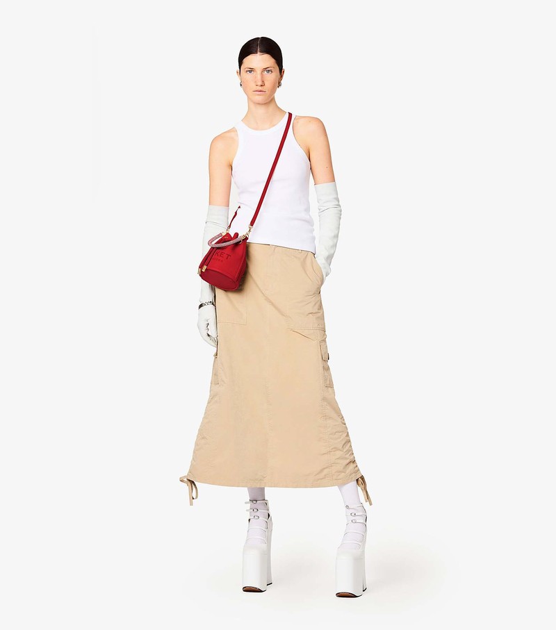 Women's Marc Jacobs Leather Micro Bucket Bags Red | LEUGY-5738