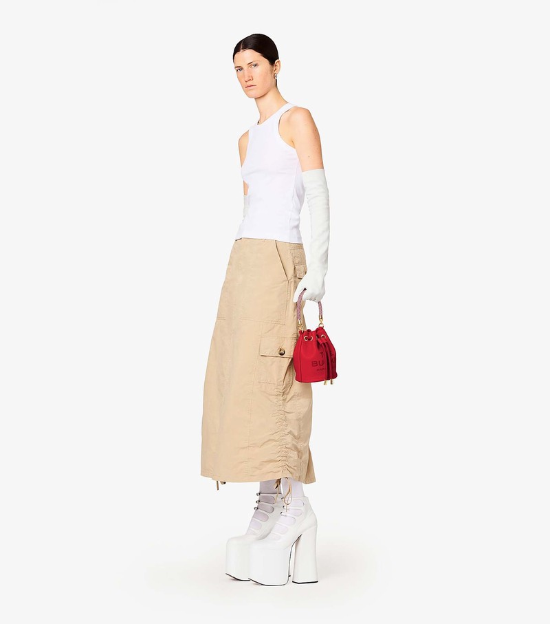 Women's Marc Jacobs Leather Micro Bucket Bags Red | LEUGY-5738