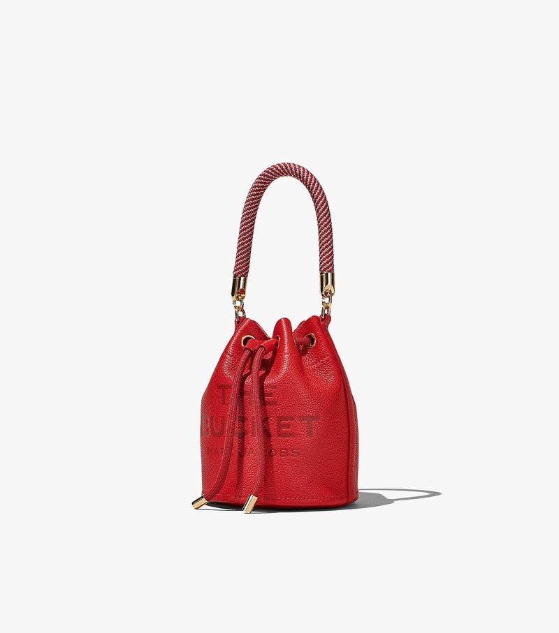 Women's Marc Jacobs Leather Micro Bucket Bags Red | LEUGY-5738