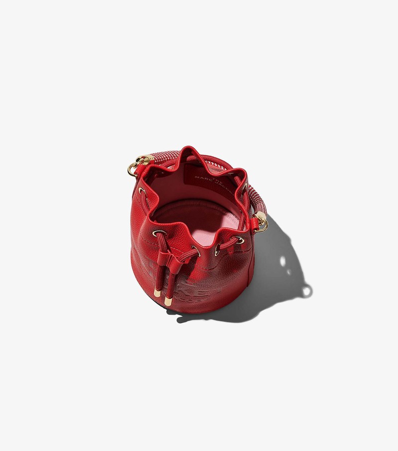 Women's Marc Jacobs Leather Micro Bucket Bags Red | LEUGY-5738