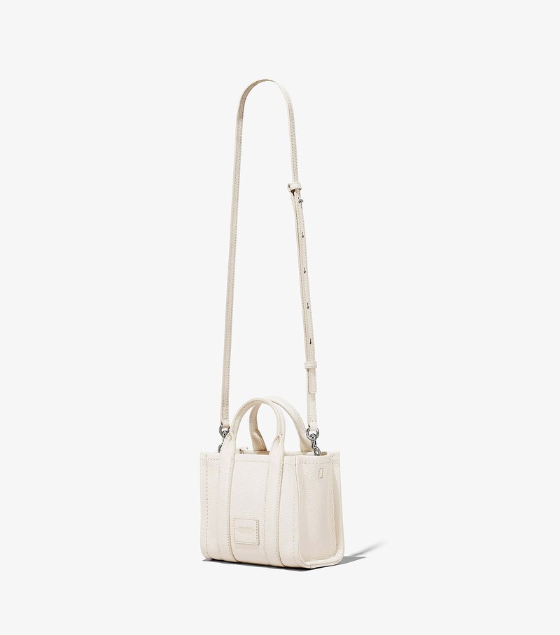 Women's Marc Jacobs Leather Micro Tote Bags White | OPUVJ-0642