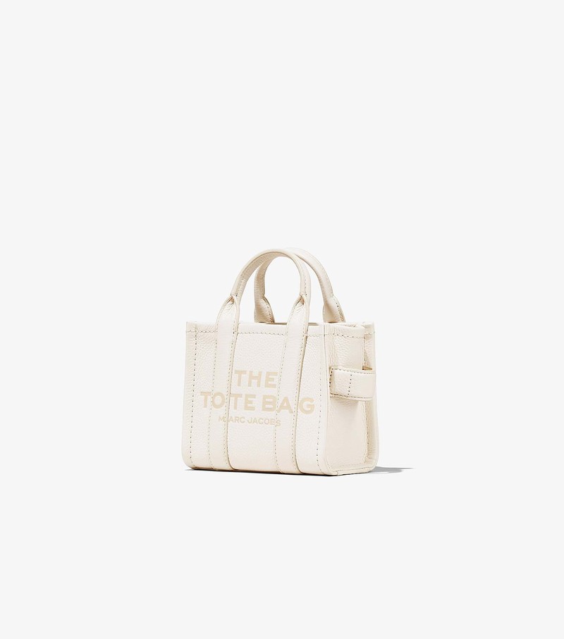 Women's Marc Jacobs Leather Micro Tote Bags White | OPUVJ-0642