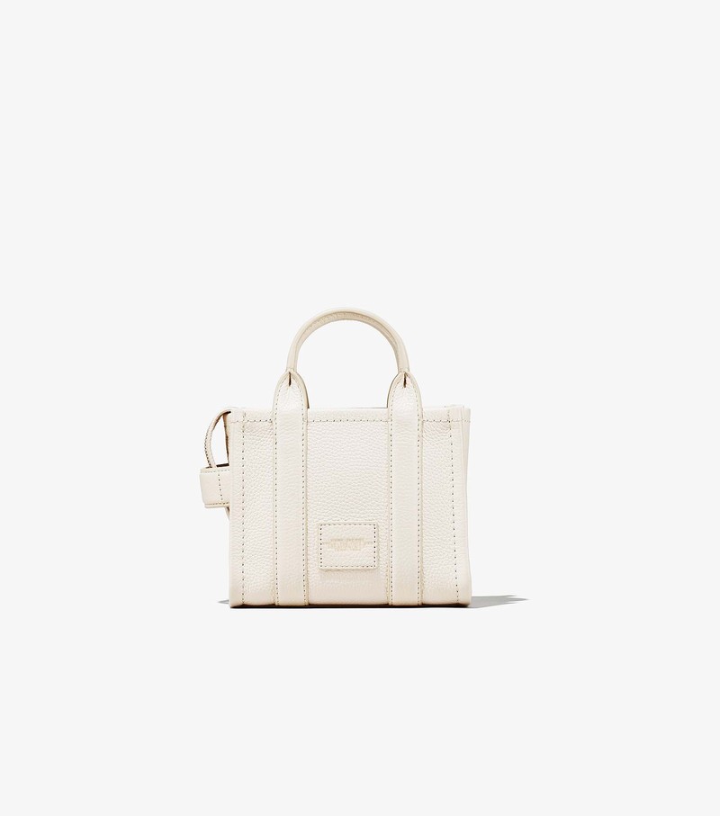 Women's Marc Jacobs Leather Micro Tote Bags White | OPUVJ-0642