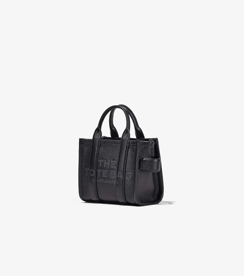 Women's Marc Jacobs Leather Micro Tote Bags Black | PCQDA-4829