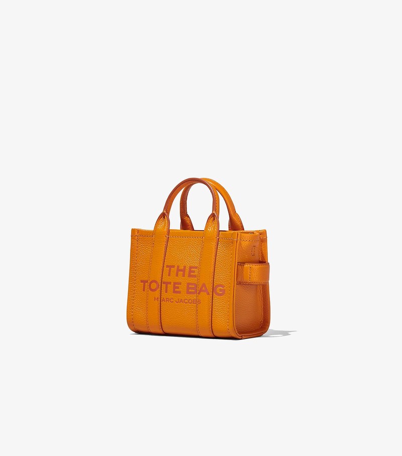 Women's Marc Jacobs Leather Micro Tote Mini Bags Orange | RAZTX-1653