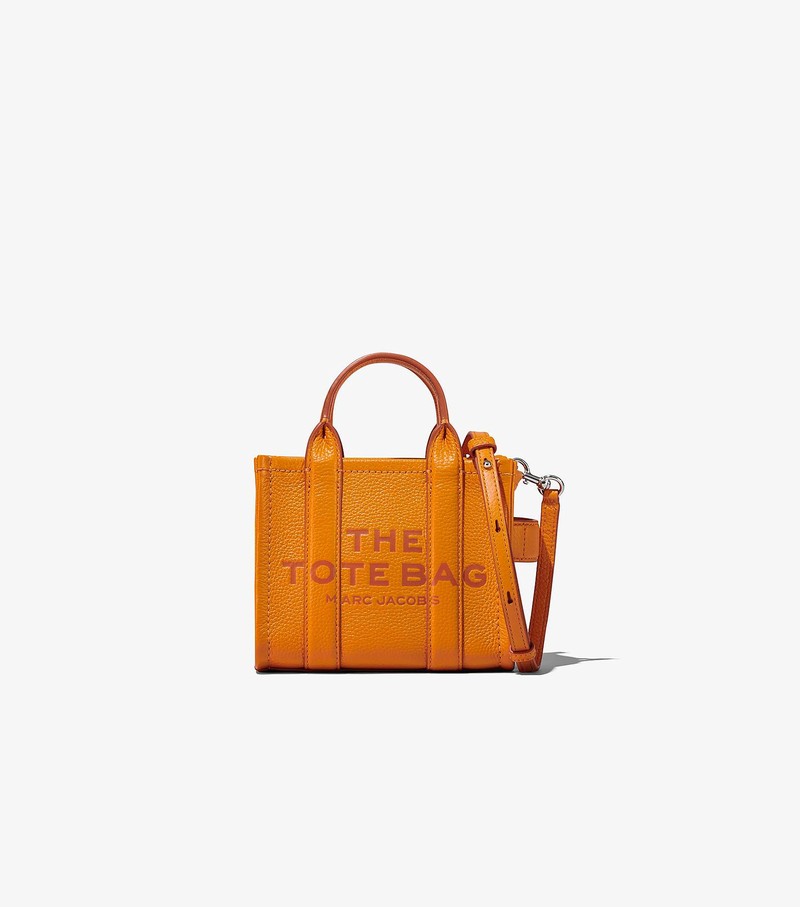 Women\'s Marc Jacobs Leather Micro Tote Mini Bags Orange | RAZTX-1653