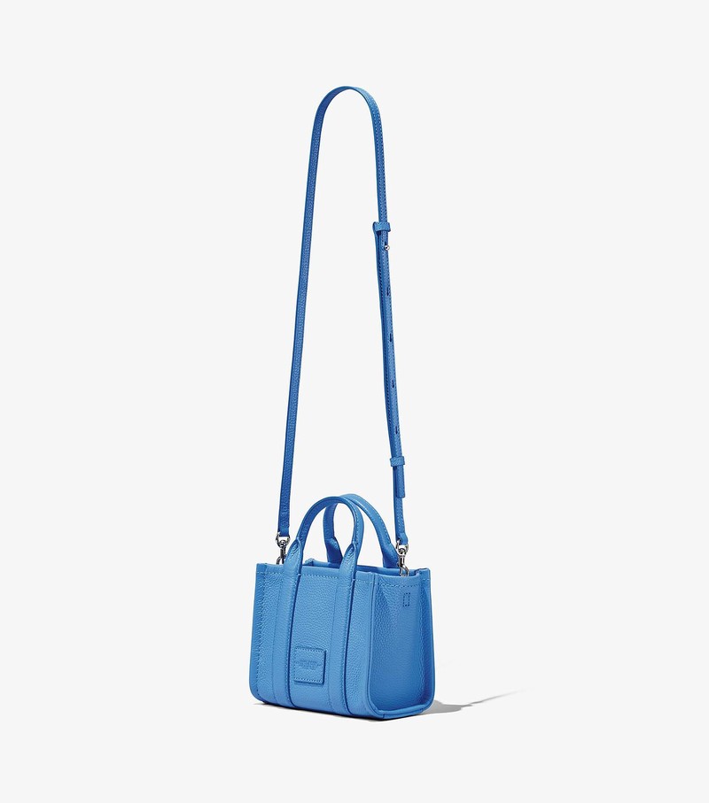 Women's Marc Jacobs Leather Micro Tote Mini Bags Blue | WQAMZ-4875